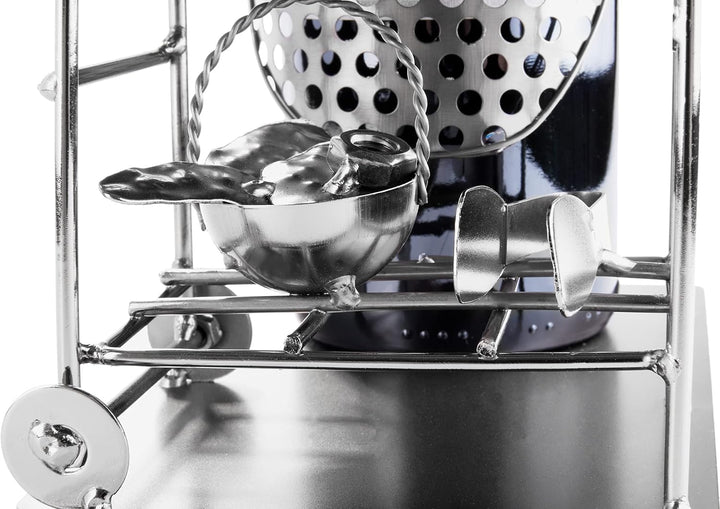 BRUBAKER Weinflaschenhalter Barbecue - Metall Skulptur BBQ Grillmeister - Silber Flaschenhalter - Ge