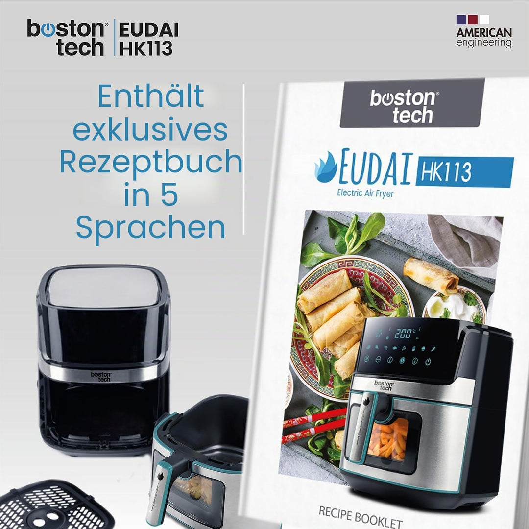 EUDAI Fritteuse ohne Öl, 6,5 l, Luftfritteuse mit Fenster, 8 Programme, LED-Display, Touch-Steuerung
