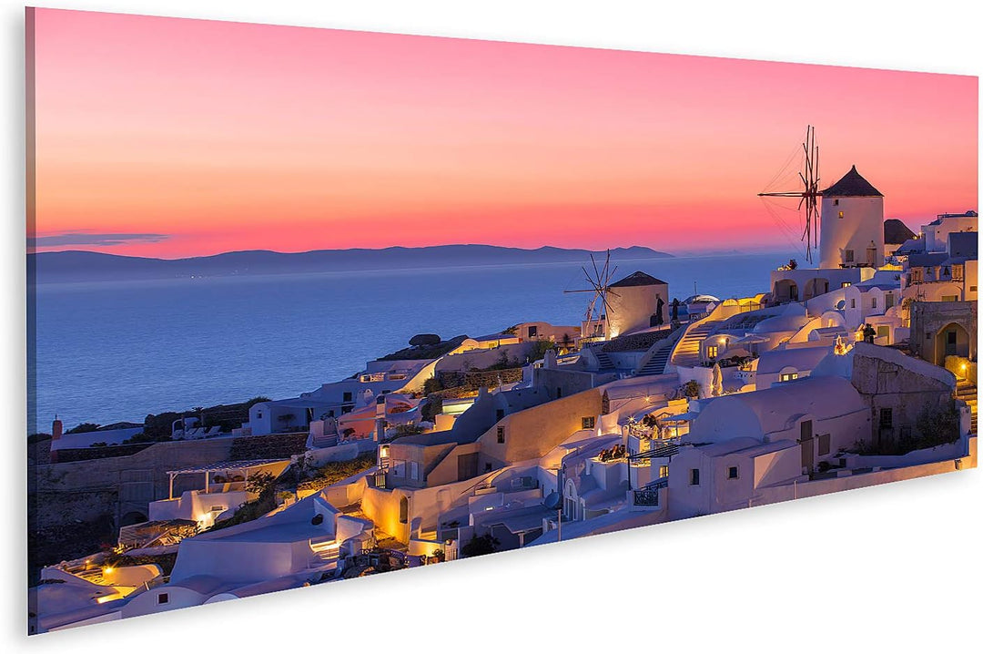 islandburner Bild auf Leinwand Schöner Sonnenuntergang Santorini Griechenland Bilder Wandbilder Post