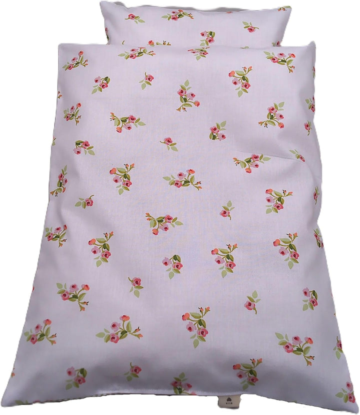 Puppenbettwäsche rosé Rosen`Serie Jolie`, verschiedene Modelle für Puppenbett, Puppenwagen Decke 40h