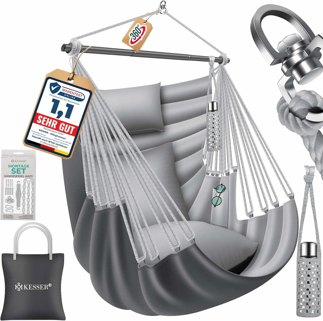 KESSER® Hängesessel Haiti 150kg Traglast, Hängestuhl 360° Drehung, Hängeschaukel Indoor-Outdoor UV-b