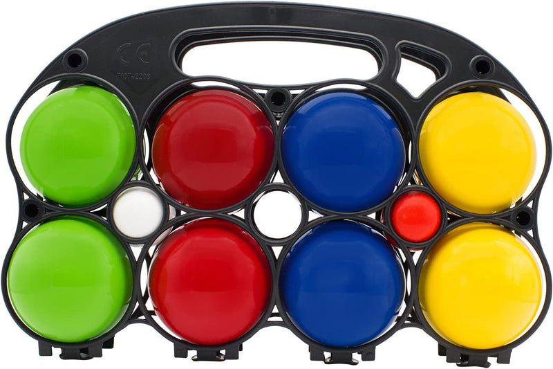 GICO Boccia Spiel aus Holz, vollfarben lackiert mit 8 Kugeln, Durchmesser 7 cm - 3013