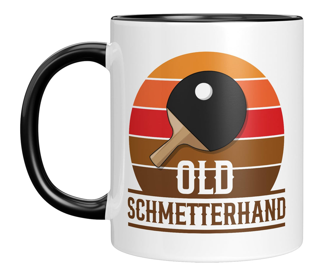 Lustige Tischtennis Tasse | Old Schmetterhand Retro Design | Geschenkidee für Ehemann, Vater, Opa Sc