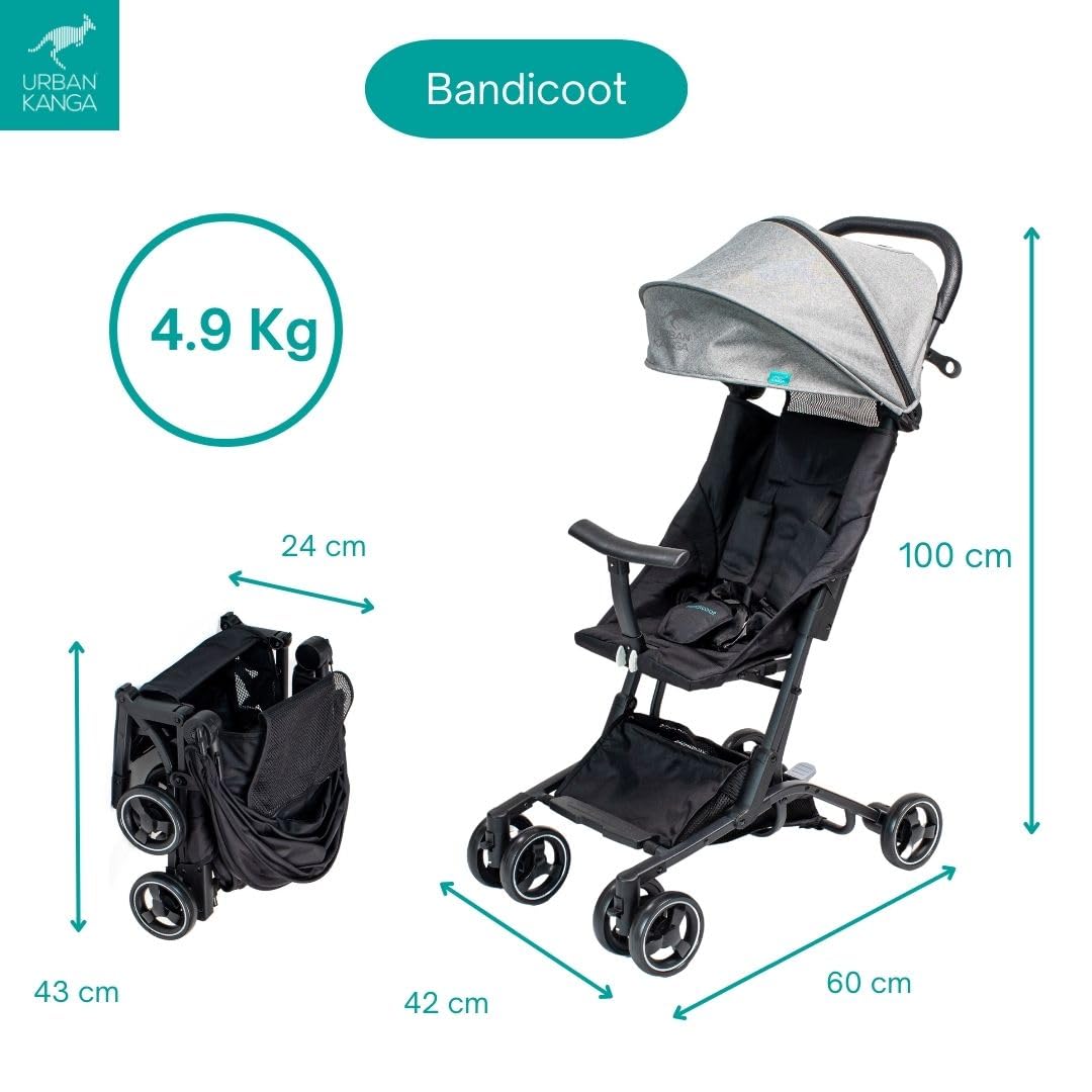 Urban Kanga Bandicoot Reisebuggy Flugzeug Handgepäck bis 25kg Kinderwagen (Hellgrau), Hellgrau