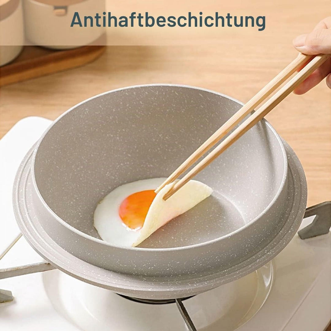 Bobikuke Koreanische Steinschale mit Deckel, 24 cm Dolsot Bibimbap Schale für Hot Pot Suppe - Weiss