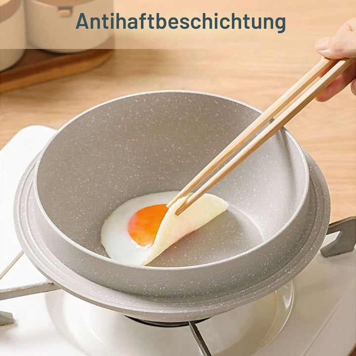 Bobikuke Koreanische Steinschale mit Deckel, 24 cm Dolsot Bibimbap Schale für Hot Pot Suppe - Weiss