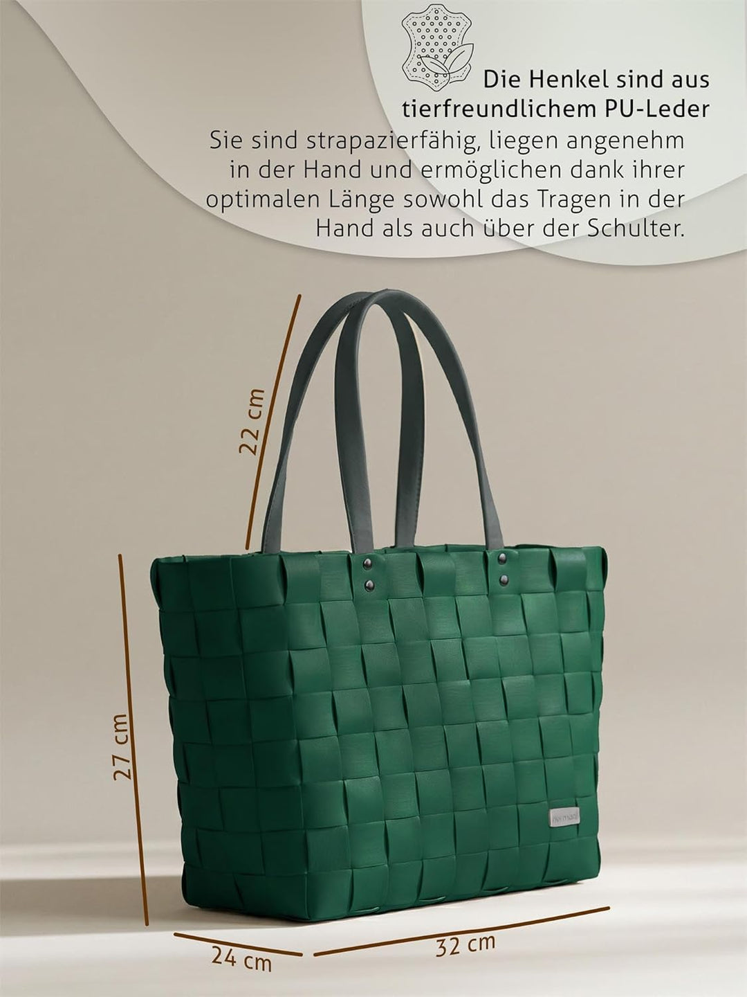 Einkaufstasche/Tragetasche mit Henkel - Einkaufskorb aus Kunststoff - Grosser Damen Shopper robust u