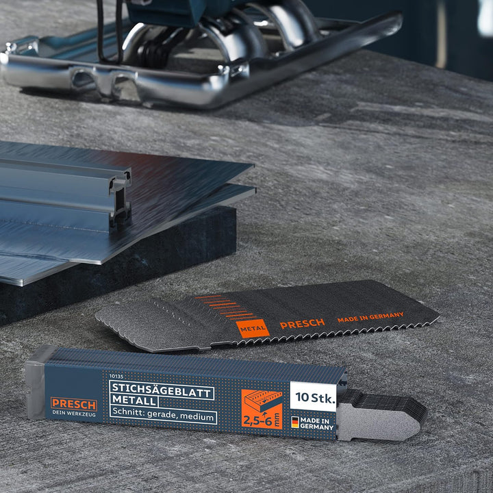 Presch Stichsägeblätter Metall 10 Stk. (Medium Schnitt) - Präzise Schnitte in mittelstarke Bleche (2