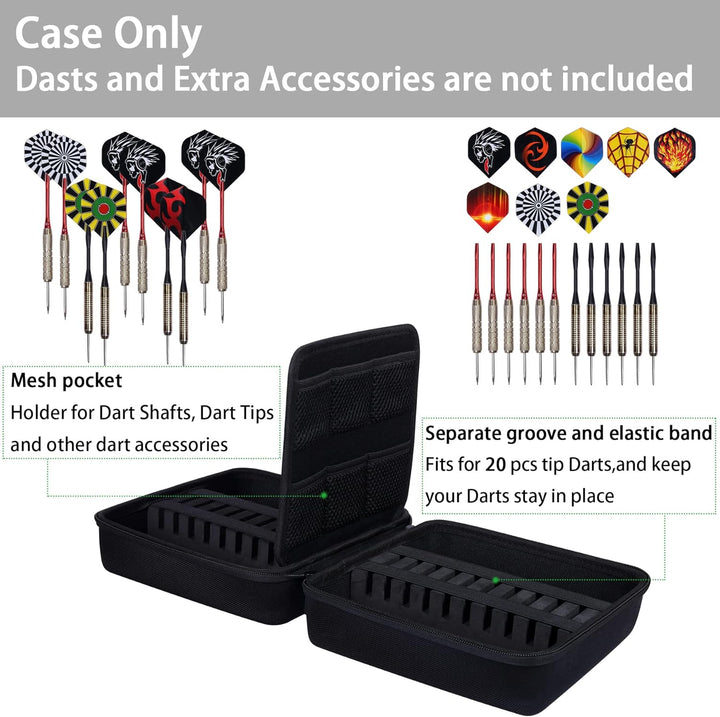 co2CREA Harte Eva Dart-Hülle für 20-Stahl Spitze oder weiche Spitze, Tragetasche mit Mesh-Taschen Sc