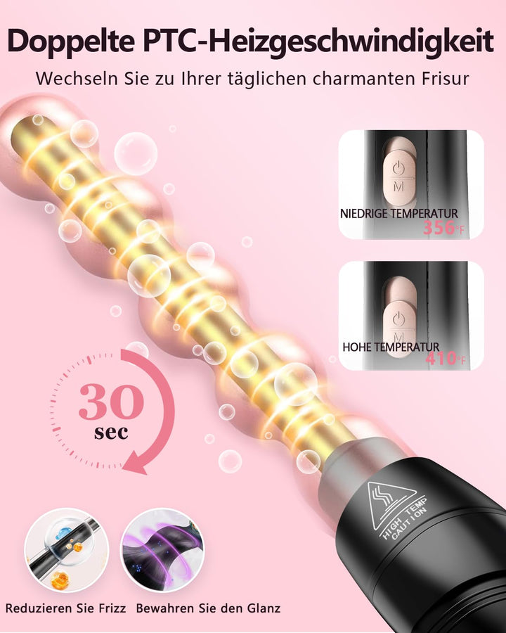 6 in 1 Lockenstab &amp; Schnellaufheizendes Lockenstab-Set mit 6 austauschbaren Keramik-Barrels, schnell