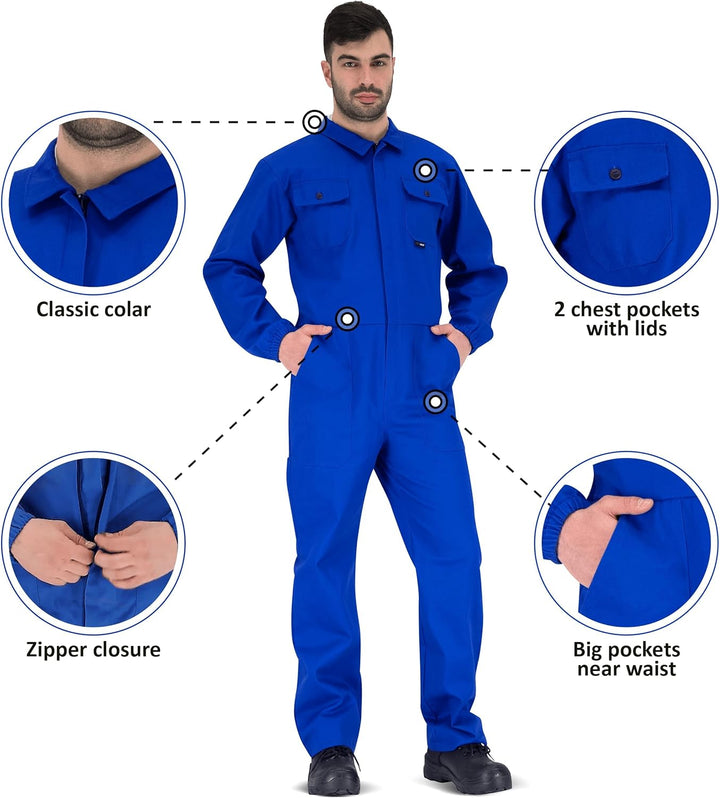 BWOLF ANAX Arbeitsoverall Herren Overall Herren Arbeitskleidung 100% Baumwolle Arbeitsoveralls mit 5