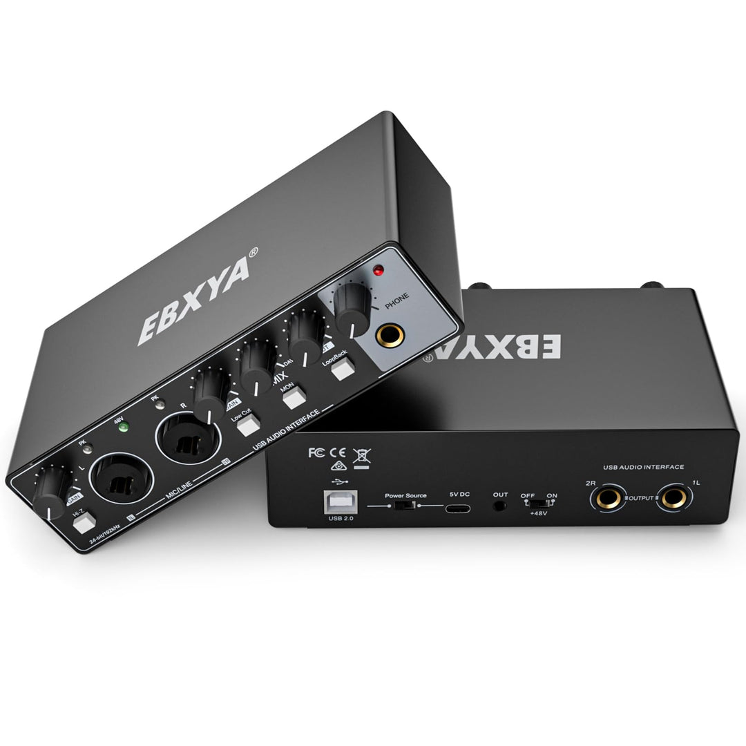 USB Audio Interface, EBXYA 24-Bit/192 kHz USB Soundkarte für Mac, PC, Phone, Mit MIC/XLR/Line Eingän