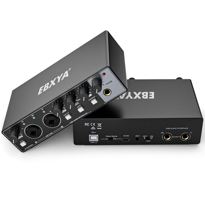 USB Audio Interface, EBXYA 24-Bit/192 kHz USB Soundkarte für Mac, PC, Phone, Mit MIC/XLR/Line Eingän