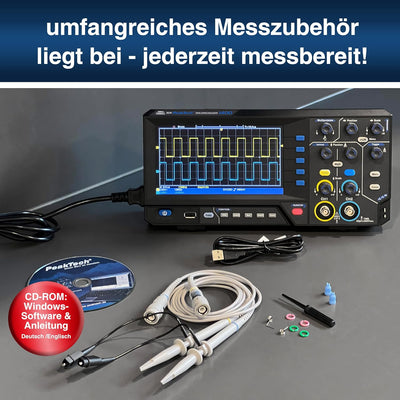 PeakTech 1402, Digital Speicher Oszilloskop, 2 Kanal, 20 MHz, 250 MS/s, USB Schnittstelle, PC Softwa