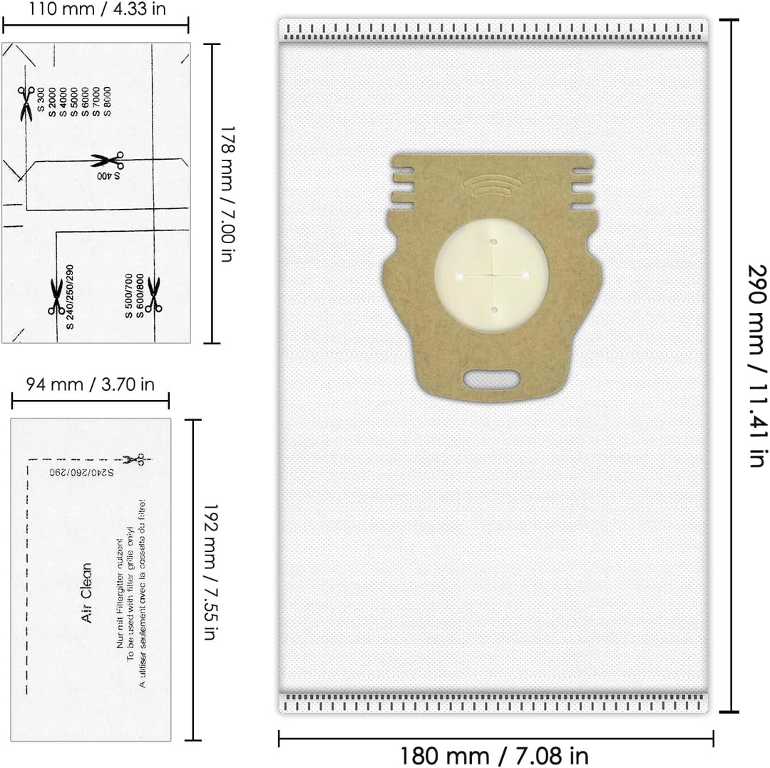 (16 Stück) Guard L1/ S1 Staubsaugerbeutel und Airclean-Filter für Miele Guard L1 und Guard S1 Staubs