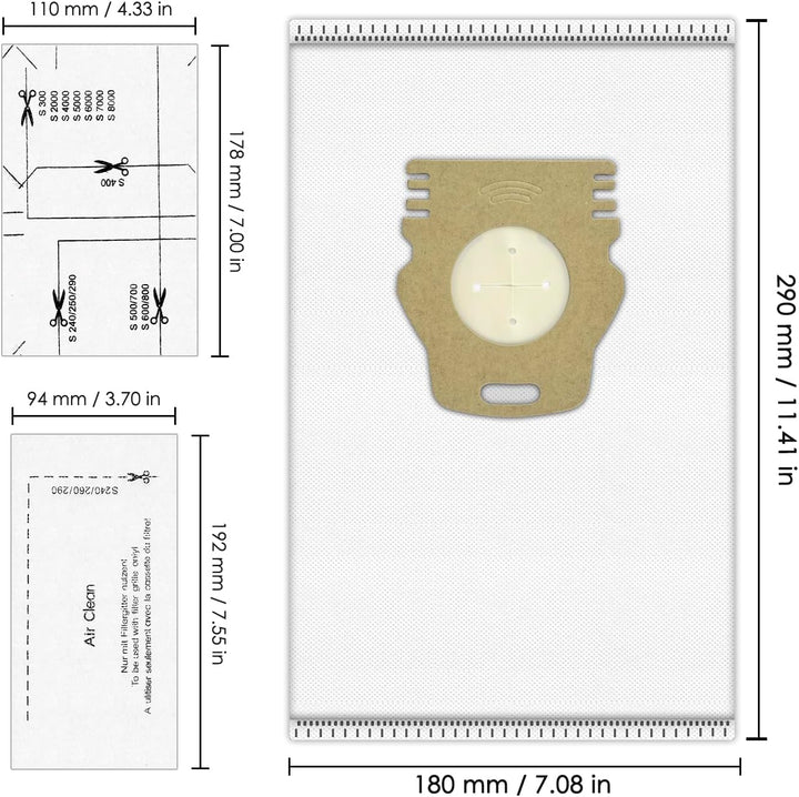 (16 Stück) Guard L1/ S1 Staubsaugerbeutel und Airclean-Filter für Miele Guard L1 und Guard S1 Staubs