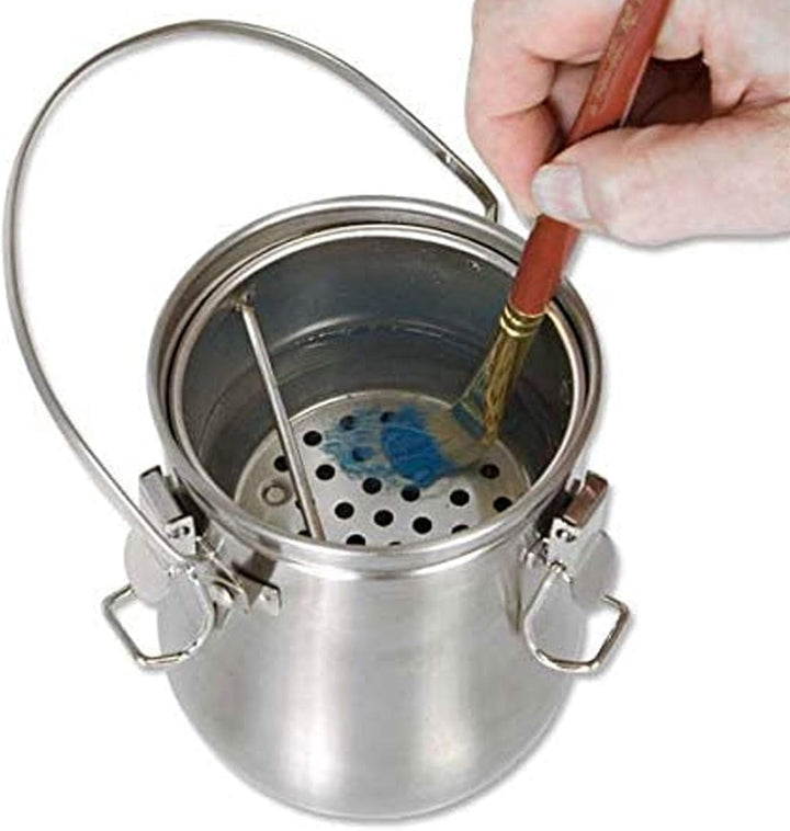 Eujgoov Pinselwaschmaschine Kleiner Edelstahl Pinsel Reiniger Ölmalerei Paintreiniger und Ölflasche
