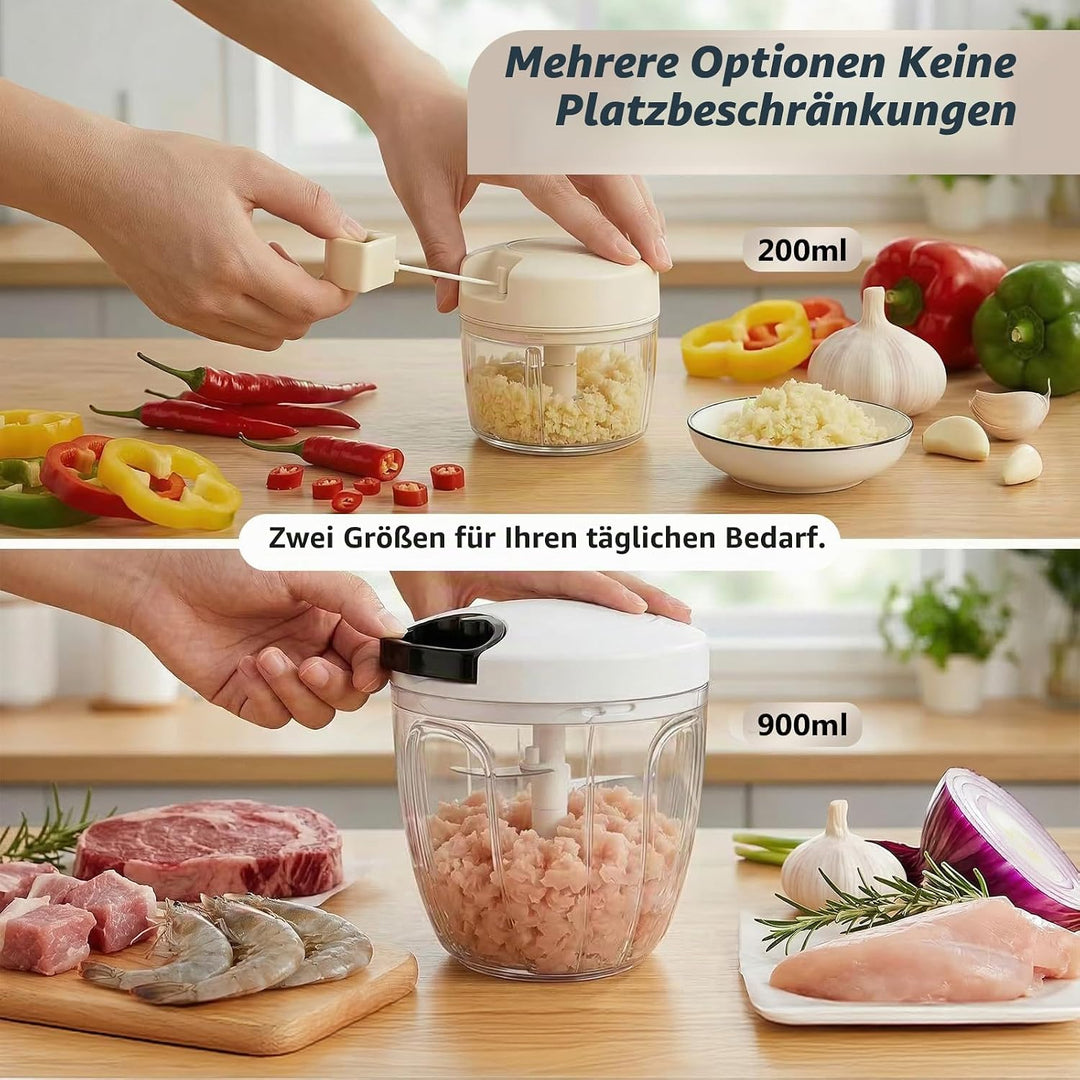 FACIACC 900 ml Manueller Zwiebelschneider &amp; 200 ml Multi-Zerkleinerer Set, Leichtgängiger Zwiebelsch