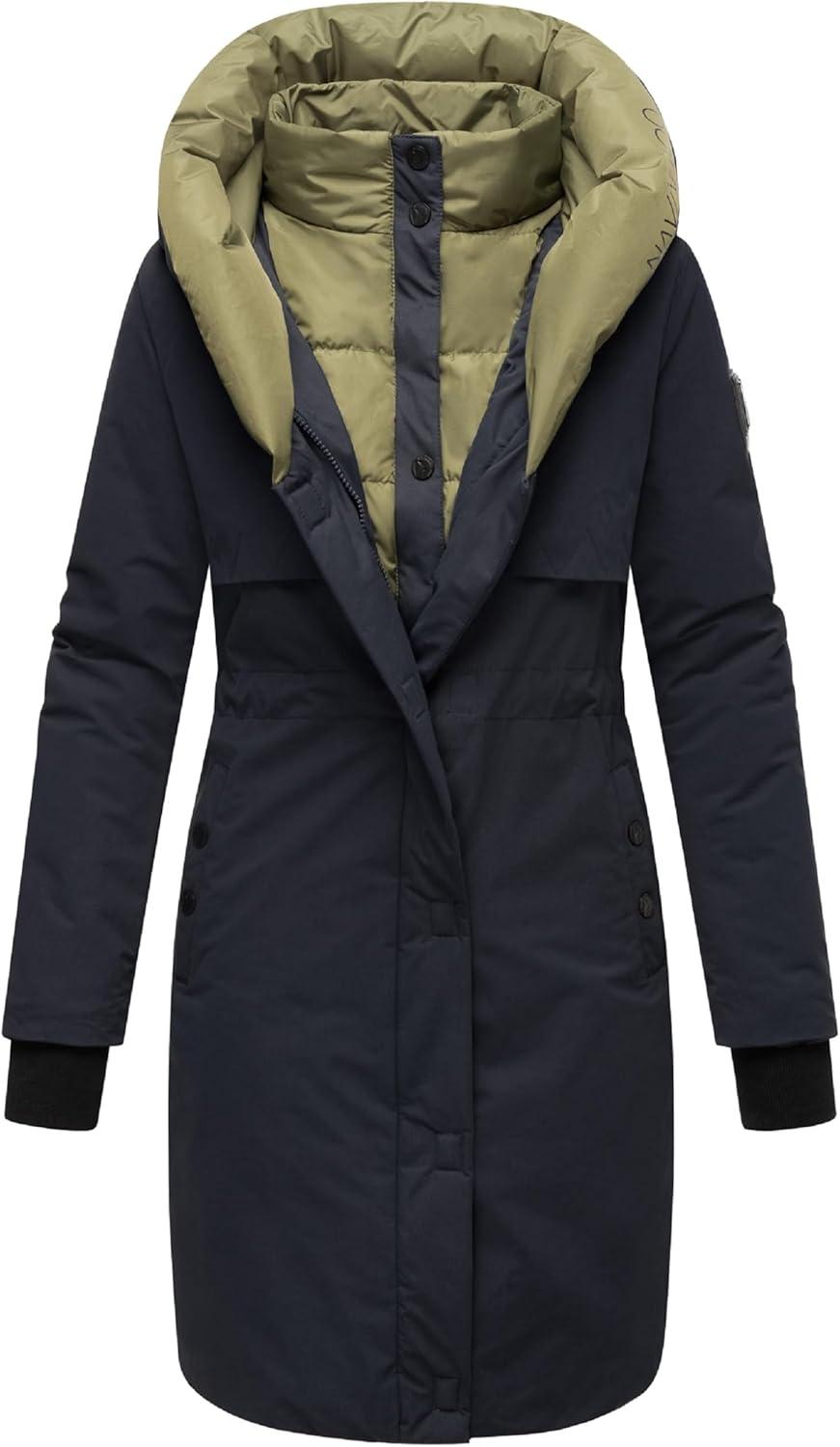 Navahoo Damen Mantel Lange warme Winter Steppjacke mit Kapuze Snowelf XS-XXL XXL Navy, XXL Navy
