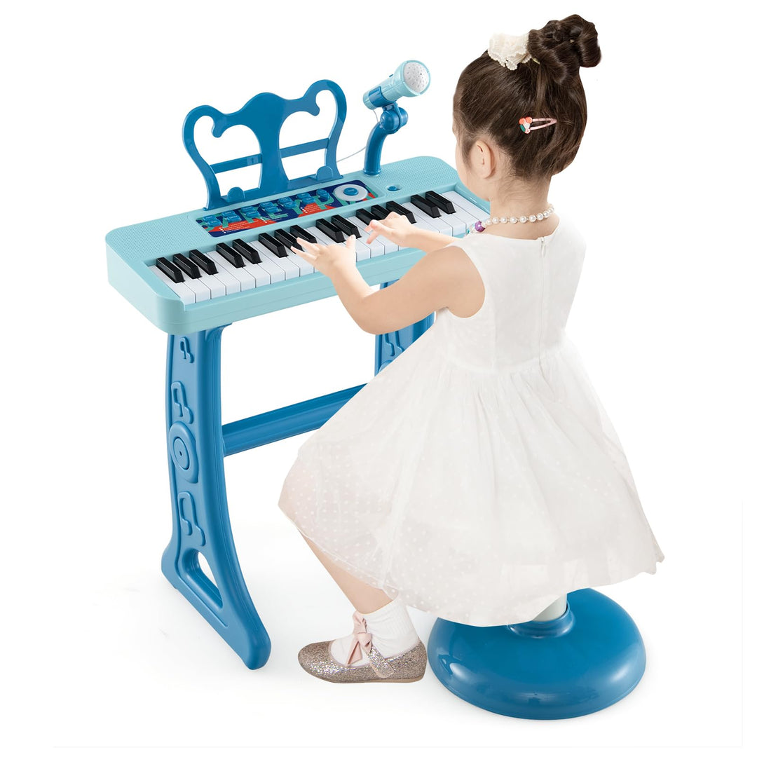 DREAMADE Kinder Keyboard, 37 Tasten E-Piano mit Notenständer & Mikrofon & Hocker, Klavier Spielzeug