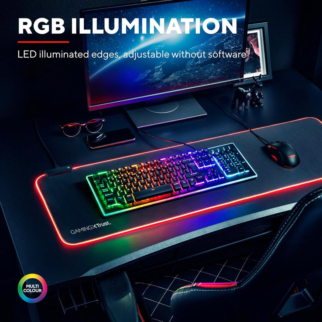 Trust Gaming GXT 764 Glide-Flex RGB Mauspad XXL, 930x300 mm, Gaming Mousepad mit LED Beleuchtung, ru