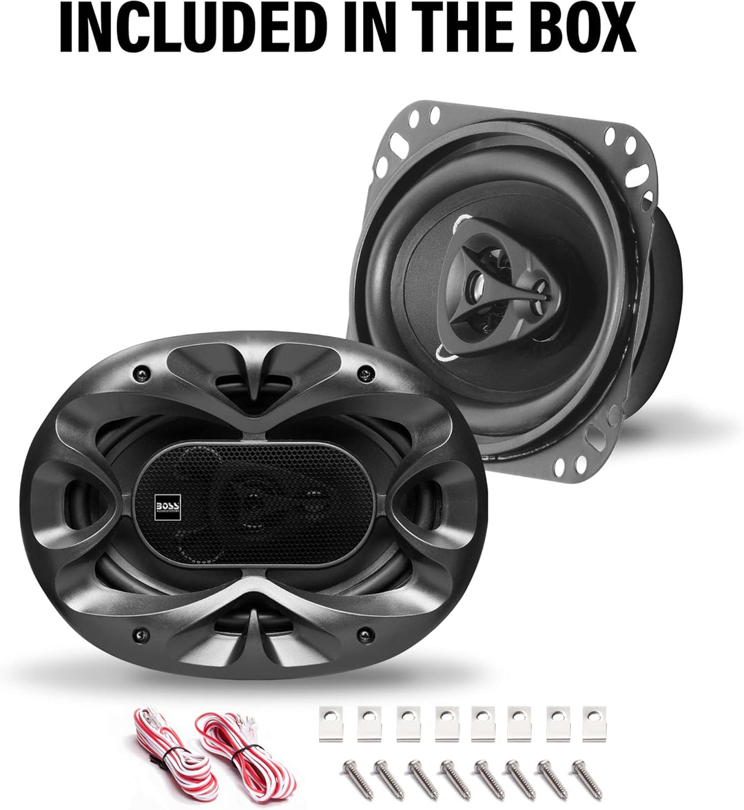 BOSS AUDIO SYSTEMS 2 CH4630B DREI-Wege-Triaxiallautsprecher in Schwarz, 4 x 6 Zoll, 10 x 15 cm, 100