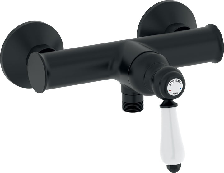 Jacob Delafon - Louise Wand-Duscharmatur, mechanisch, Retro-Design, Keramikgriff, wassersparend, 21,