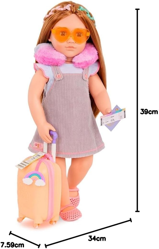 Our Generation – Reiseset für 46 cm Puppen – Mit Koffer, Zubehör und Reisedetails wie Kamera, Tablet