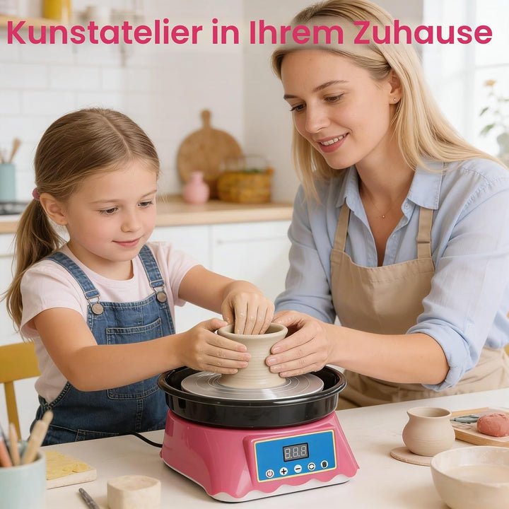 Mini-Töpferscheiben-Set, Mini Töpfermaschine mit Bildhauerwerkzeugen, Couleeur 200RPM Einstellbare G