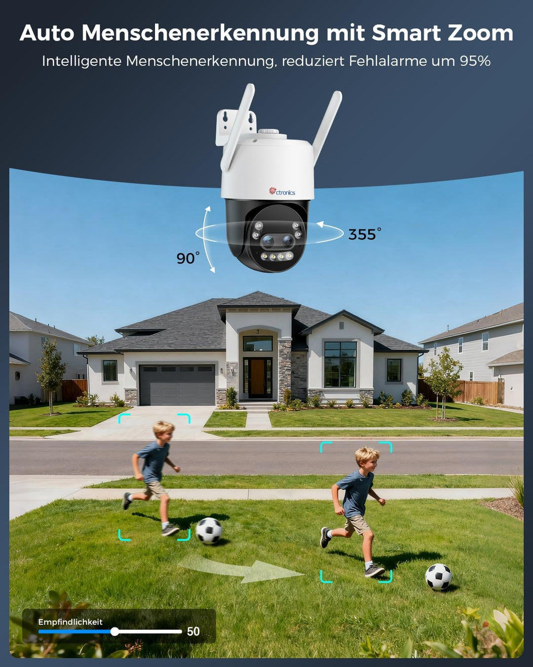 Ctronics 4K 10X Hybrid Zoom Überwachungskamera Aussen mit Auto Zoom-Tracking, WLAN Kamera Outdoor Pe