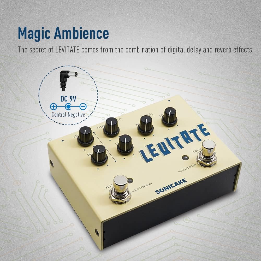 SONICAKE Delay und Reverb 2 in 1 Gitarren Effektpedal Digital Levitate Delay Reverb, Delay Reverb