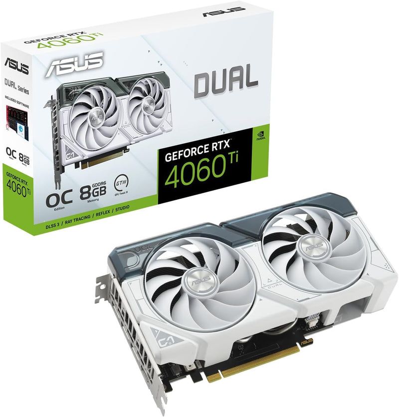 ASUS Dual GeForce RTX 4060 Ti White OC Edition 8GB GDDR6 Gaming Grafikkarte weiss (Nvidia GeForce RT