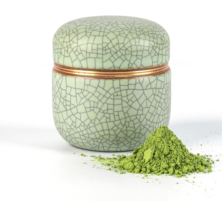 TEANAGOO Kleiner keramischer Matcha-Behälter | 2,8 oz tragbarer Aufbewahrungsbehälter, doppelt versi