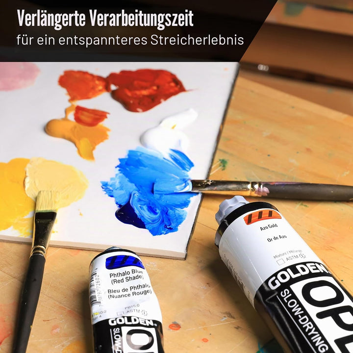 Golden Artist Colors, Open 0000925-0 langsam trocknende Acrylfarben, 12-Farben-Mischset, 0000925-0