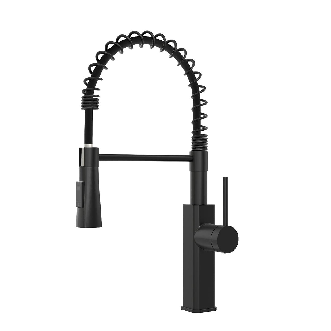 Wasserhahn Küche Schwarz, SEMANEY Hochdruck Küchenarmatur Ausziehbar, Armatur Küche mit Brause 2 Str