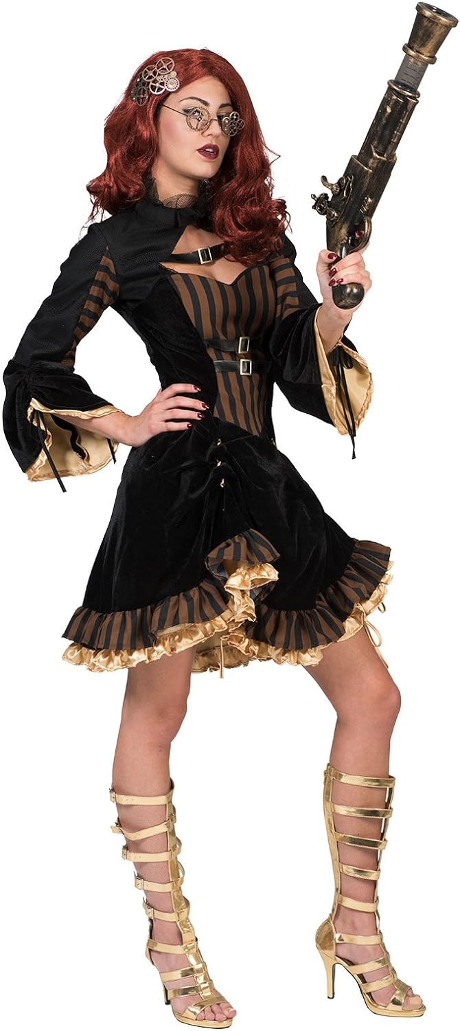 Kostüm Steampunk Dame Violet Grösse 36/38/Schwarz Gold Kleid Damenkostüm Steampunkkostüm Karneval Fa