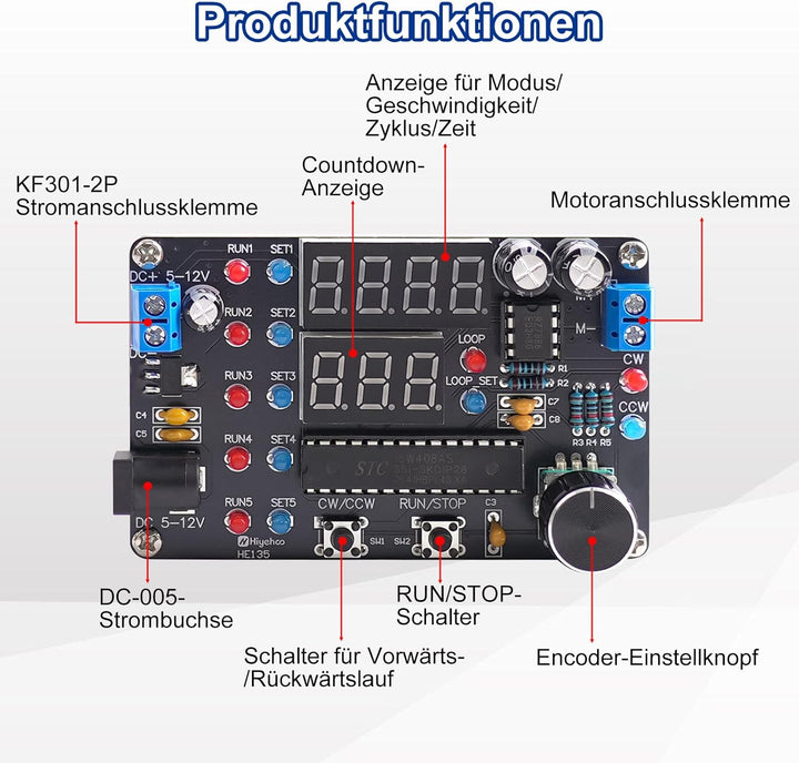 Programmierbares DC-Motor-Geschwindigkeitsmodul Lötkit, DIY Motorsteuerungsmodul mit Vorwärts-/Rückw