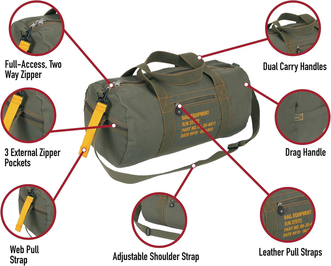 Rothco Reisetasche aus Segeltuch – Reise- und Turnbeutel aus schwerem Baumwoll-Leinen-Material – ide