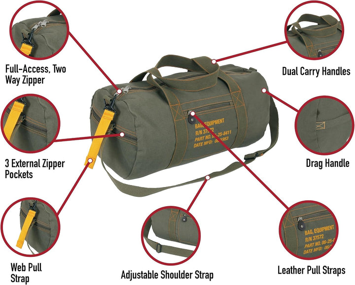 Rothco Reisetasche aus Segeltuch – Reise- und Turnbeutel aus schwerem Baumwoll-Leinen-Material – ide