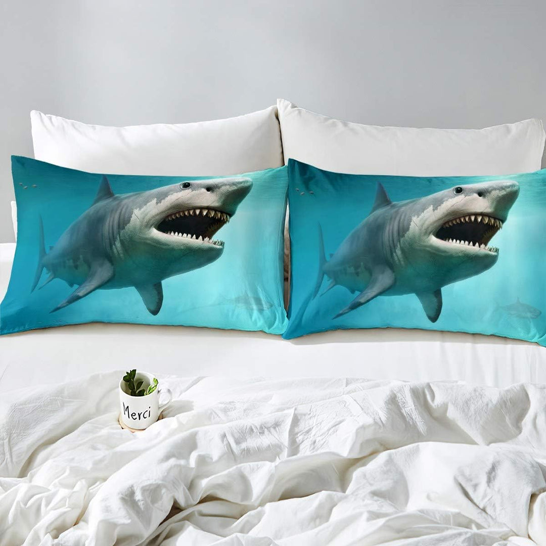Loussiesd Horror Hai Bettbezug Set Ozean Marine Thema Bettwäsche Set 135x200cm Meer Unterwasser Welt