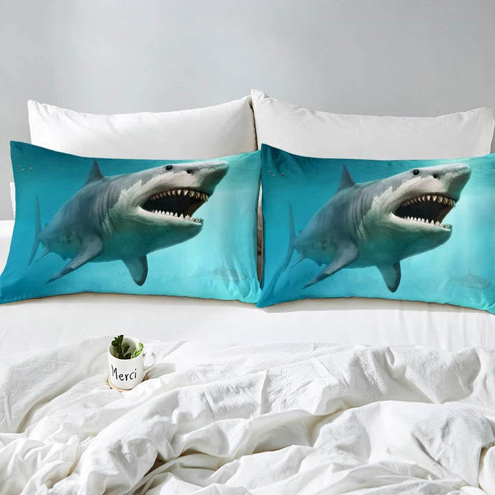 Loussiesd Horror Hai Bettbezug Set Ozean Marine Thema Bettwäsche Set 135x200cm Meer Unterwasser Welt