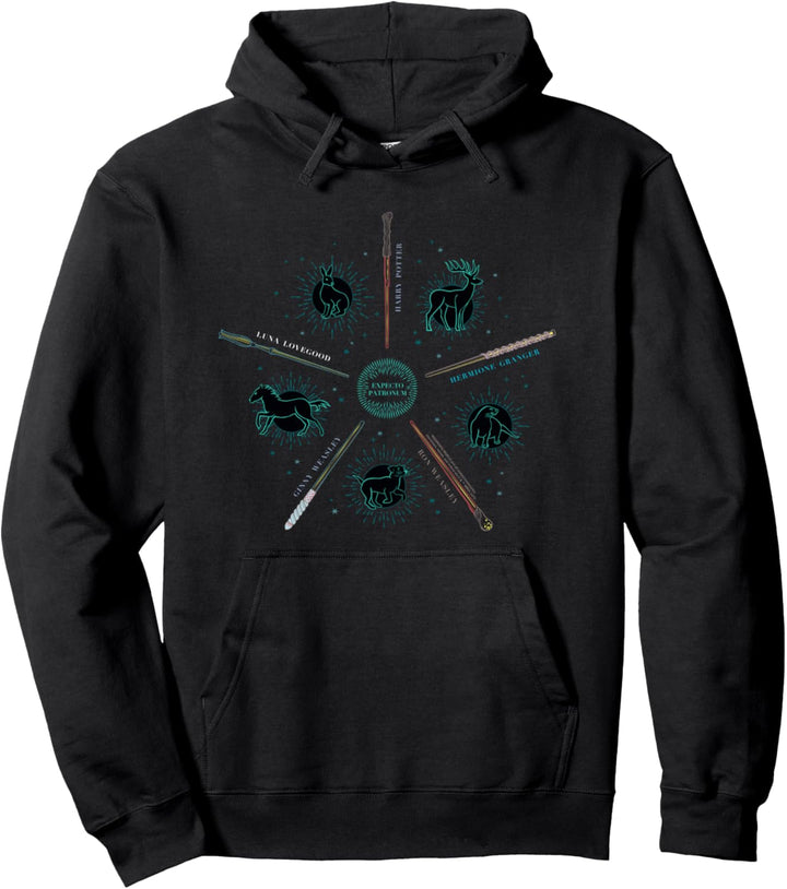 Harry Potter Expecto Patronus and Wands Pullover Hoodie