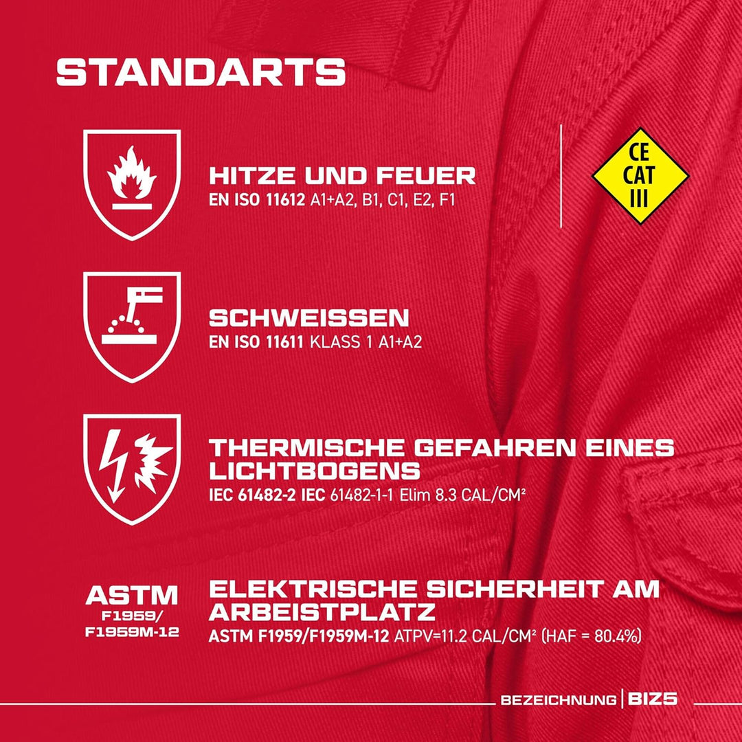Portwest Bizweld Iona FR Overall, Grösse: XXL, Farbe: Rot, BIZ5RERXXL Rot XXL Normale Länge, Rot XXL
