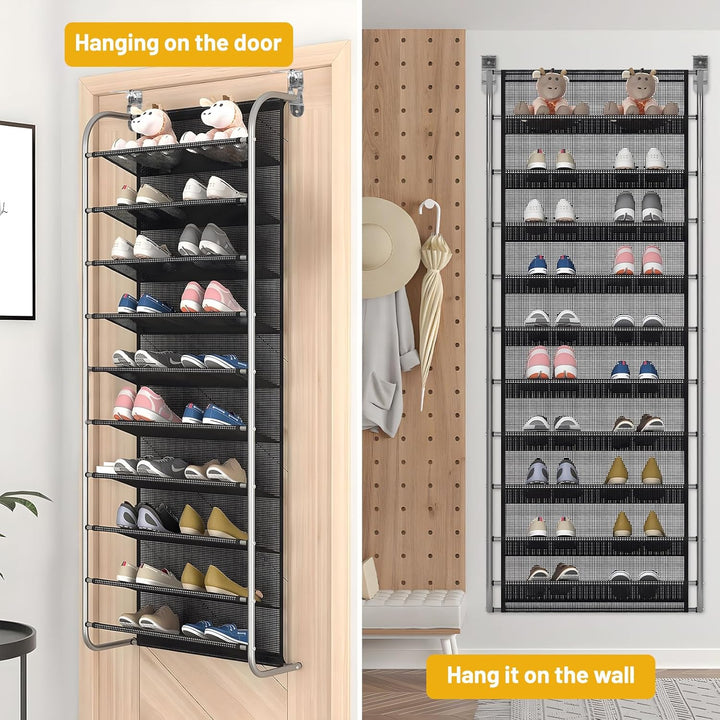 DBREAKS 2 Stück 10-Tier Verstellbares Schuhregal über der Tür, Shoe Organizer, Schuhregal Hängend, S