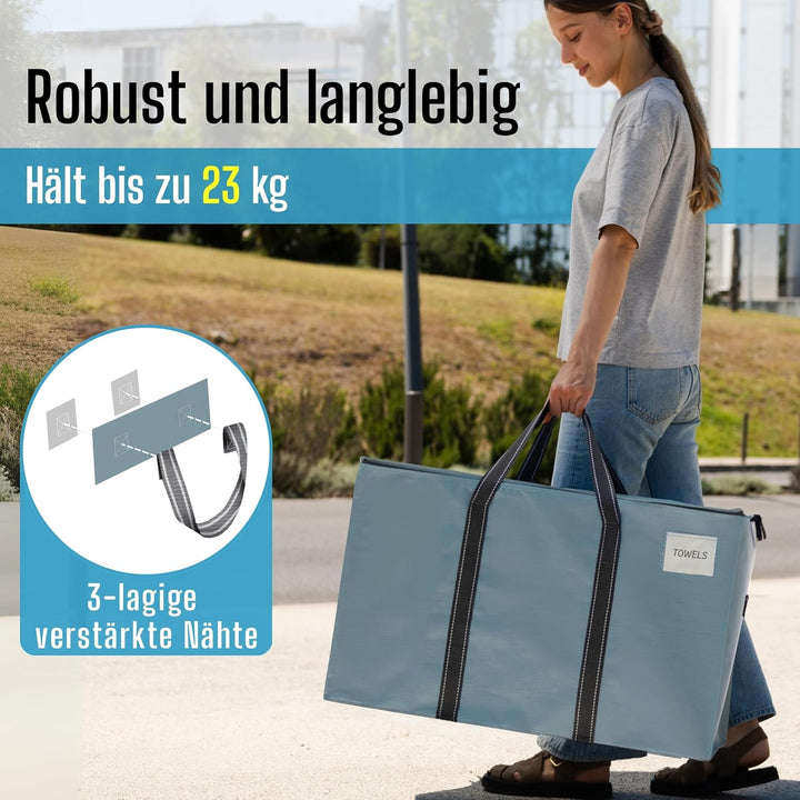 VENO 102 Liter Grosse Aufbewahrungstasche, Aufbewahrungsbox mit Deckel, Starke Griffe Umzugstaschen