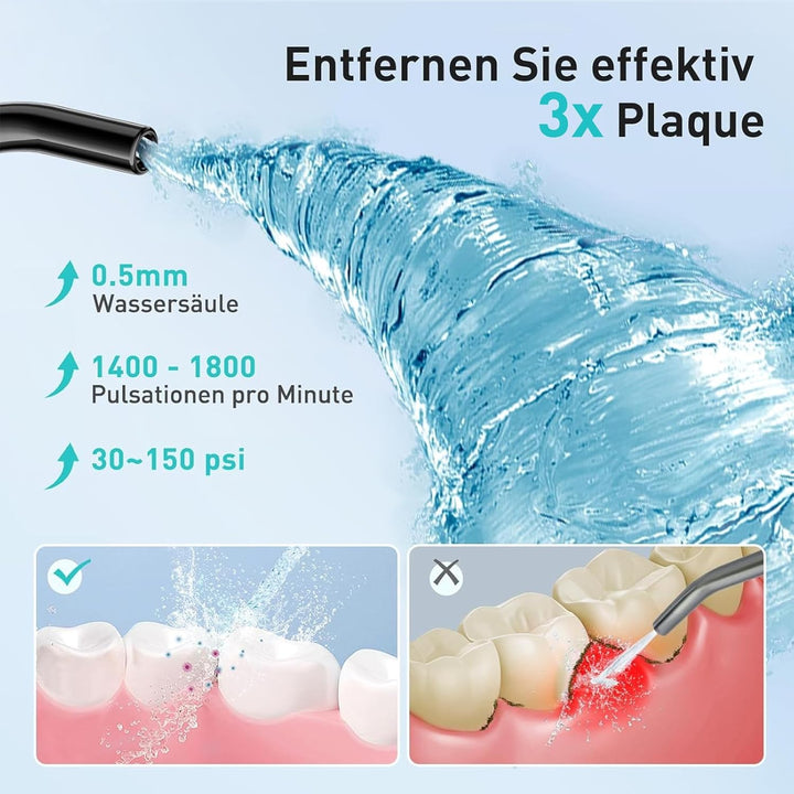 COSLUS Munddusche Kabellos Elektrischer Zahnreiniger: 4 Modi Mundduschen Kabellos 300ml Wassertank M