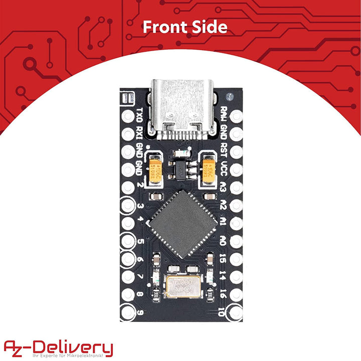 AZDelivery Pro Micro ATMEGA32U4 5V/16MHZ Entwicklungsboard Mikrocontroller Modul mit Bootloader IDE