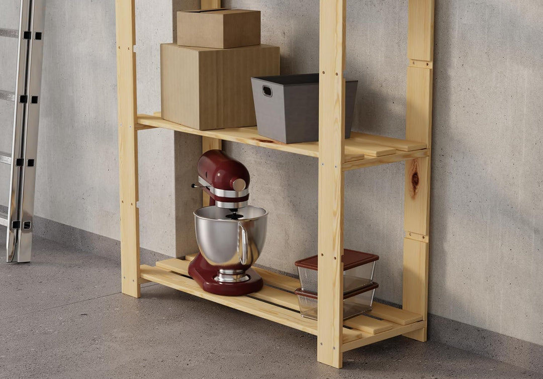 Lenmar Serie B Holzregal, Kiefer, Holz, Hellbeige, B-18 170 x 80 x 30 cm, 5 Böden, Bücherregal, Holz