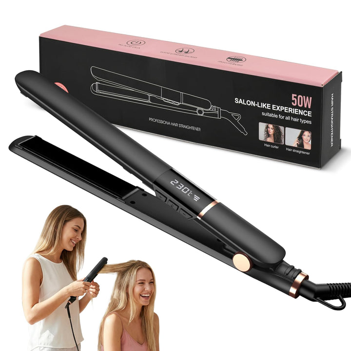 2 in 1 Glätteisen Locken und Glätten, Haarglätter mit LCD Display, 5 Temperaturstufen 150–230°C, Ext