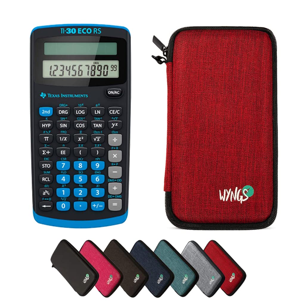TI-30 ECO RS inkl. WYNGS Schutztasche Rot - Wissenschaftlicher Taschenrechner - Basic Set, Rot